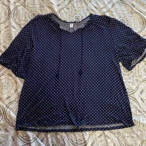 blue dot patterned top